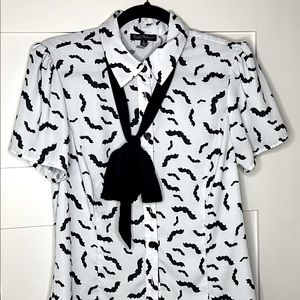 Smak Parlour Unique Vintage Bat Tie Collared Blouse Size L Halloween Spooky